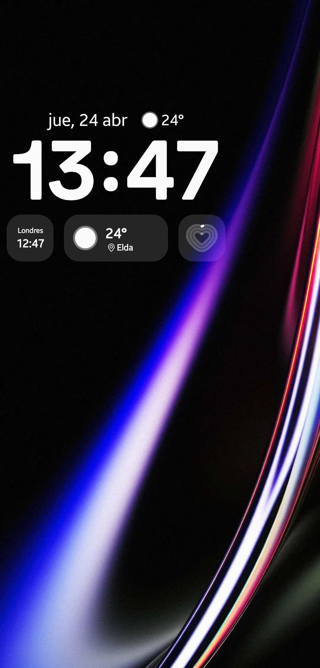 Captura de pantalla de un Galaxy con un wallpaper Chromiris en la pantalla de bloqueo (2 de 5)