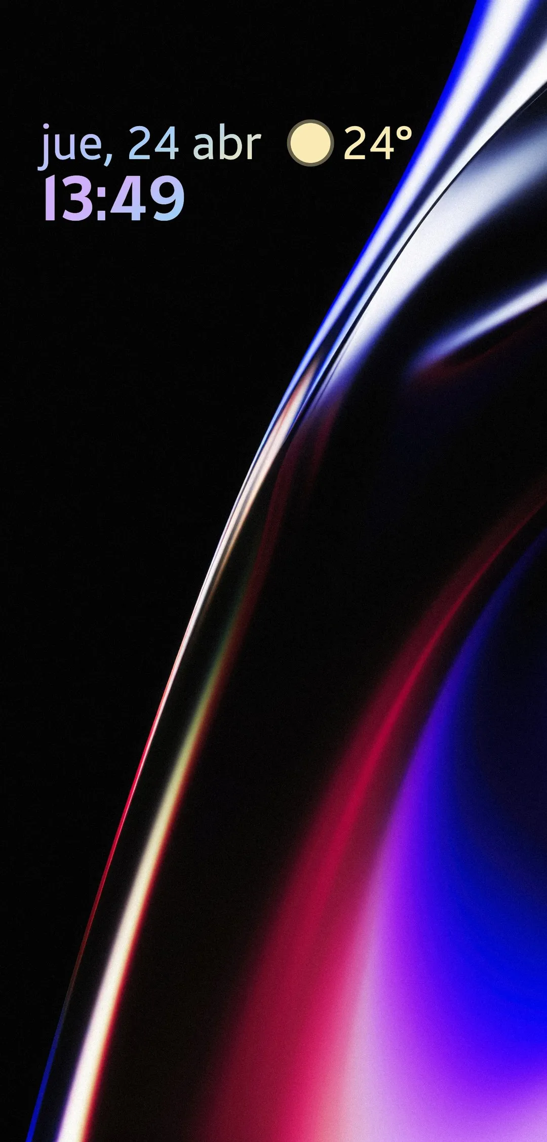 Captura de pantalla de un Galaxy con un wallpaper Chromiris en la pantalla de bloqueo (3 de 5)