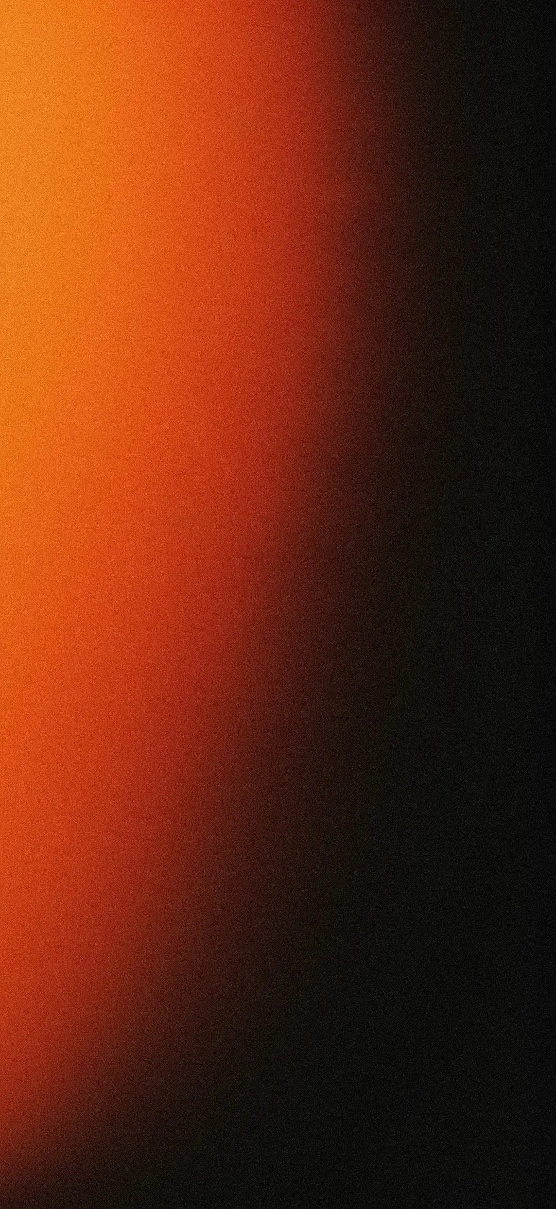 Wallpaper Gradience Brasa (naranja sobre negro) en la pantalla de bloqueo de un móvil