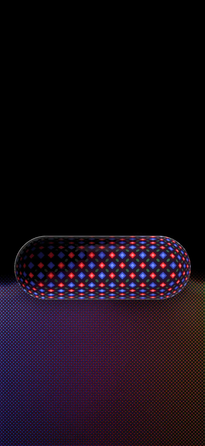 Wallpaper OLED Aurora (violeta y ámbar sobre negro puro) en la pantalla de bloqueo de un móvil
