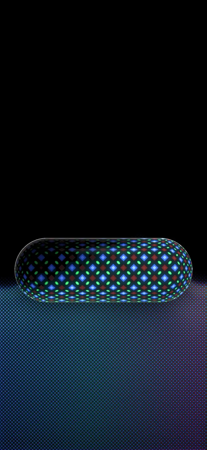 Wallpaper OLED Hielo (azul y turquesa sobre negro puro) en la pantalla de bloqueo de un móvil